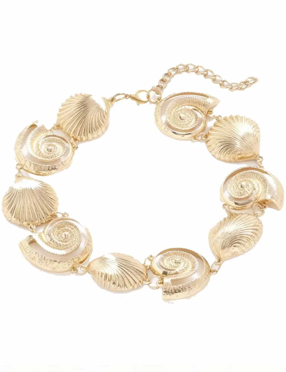 Golden Seashell Conch Pendant Bracelet