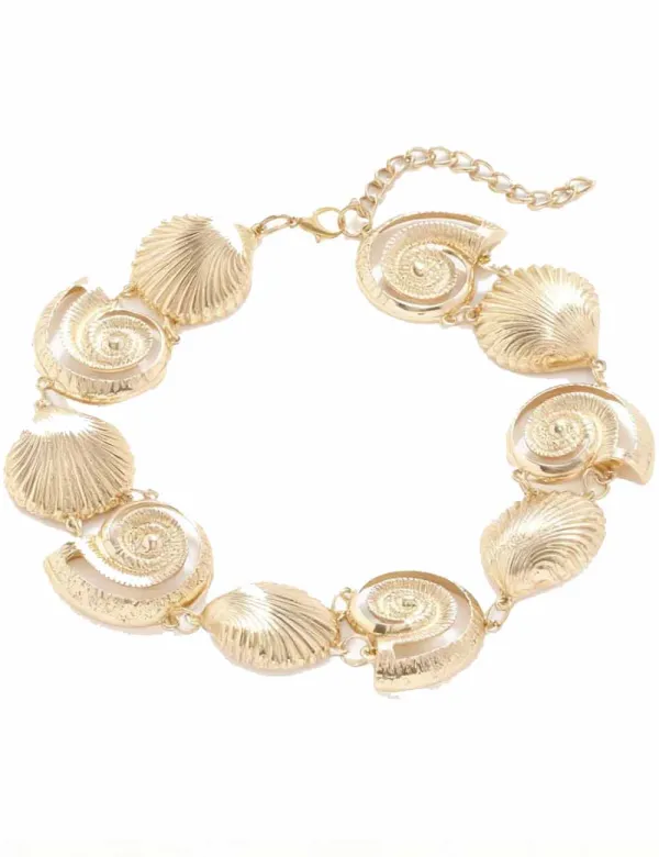 Golden Seashell Conch Pendant Bracelet