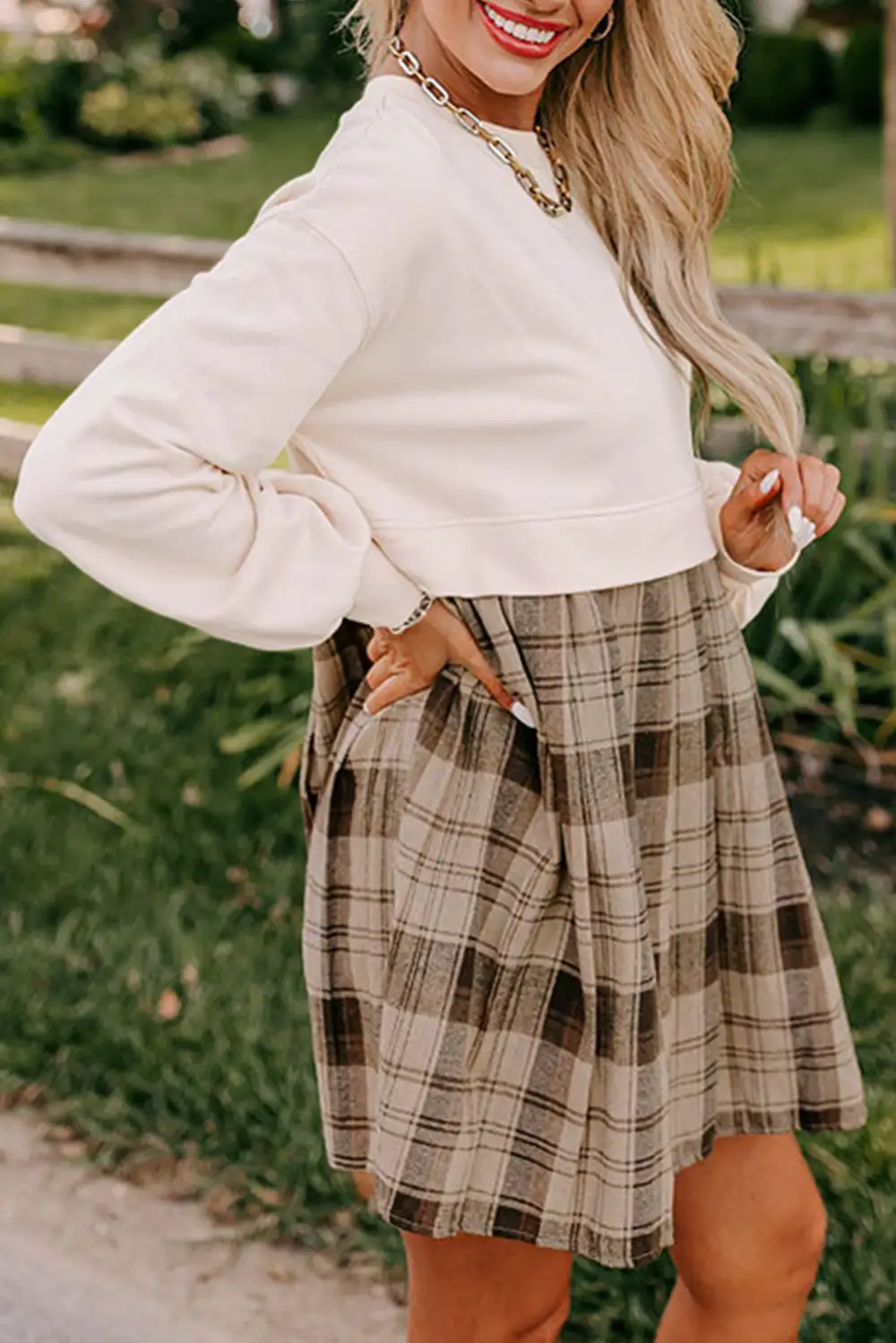 Versatile Mixed Panel Mini Dress