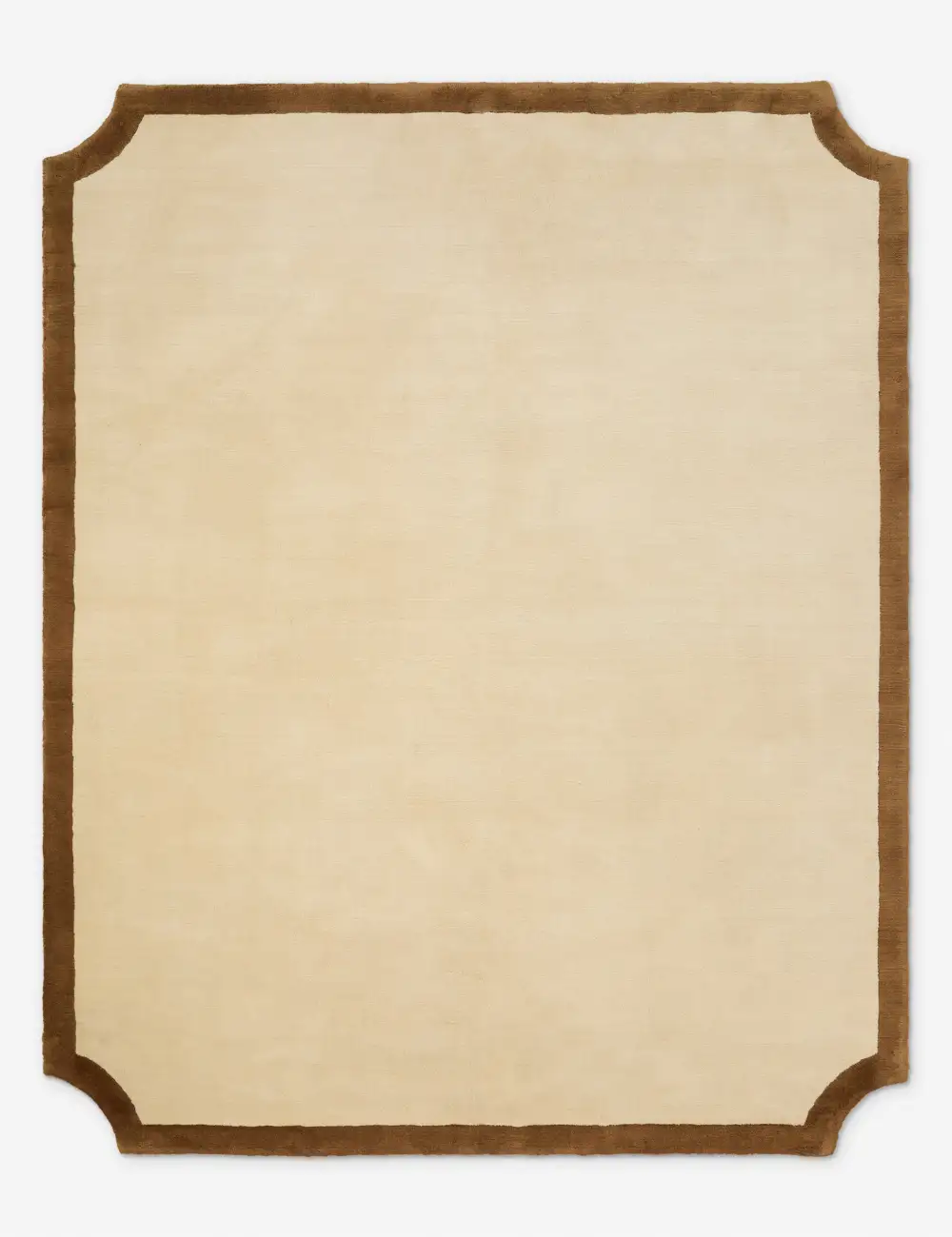Scalloped Bordered Textured Hand Loomed Wool Area Rug
