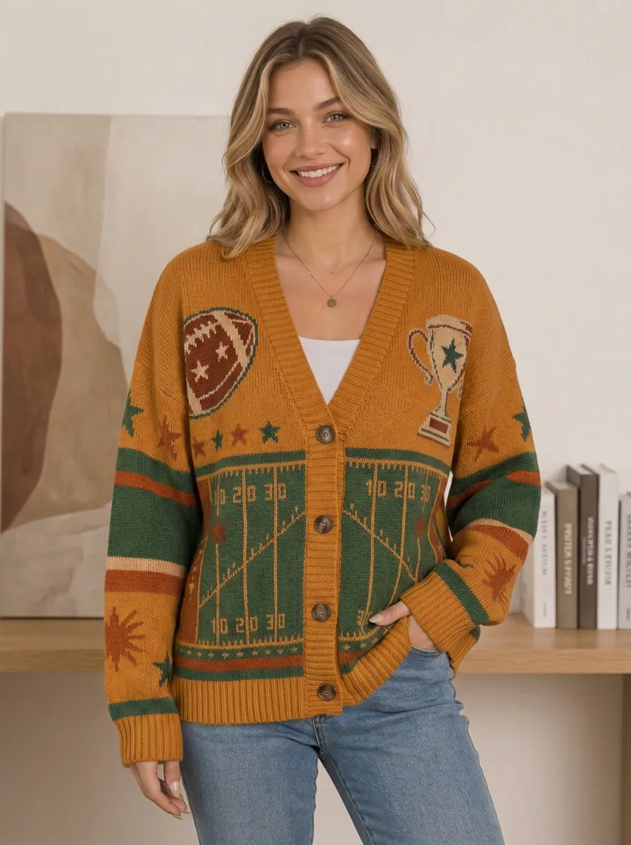 Women's Gridiron Trophy Ball Field Knit Cardigan