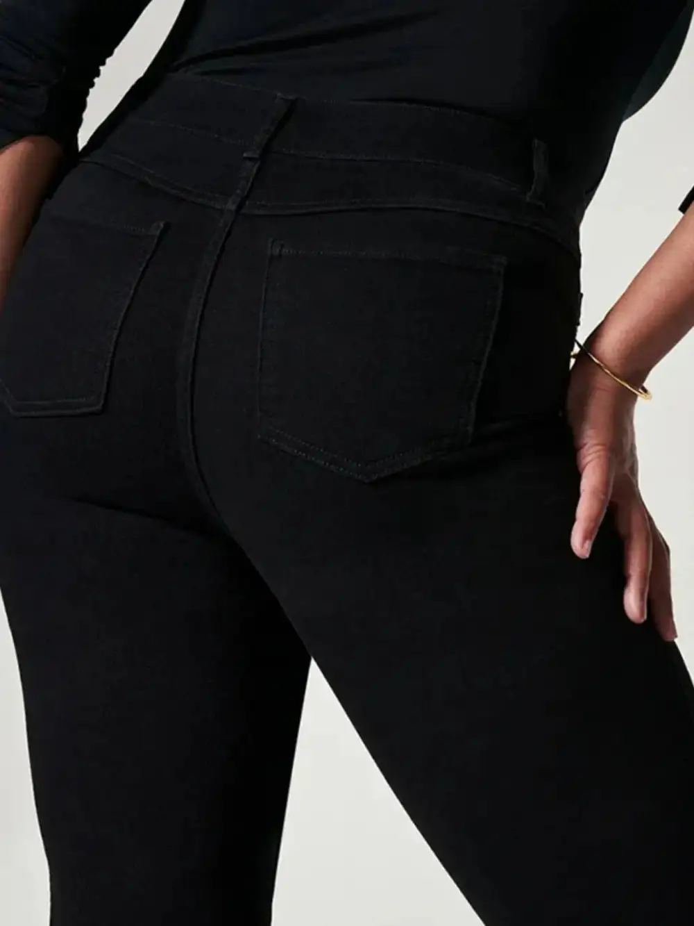 Structured High Waist Flare Leg Denim Jeans
