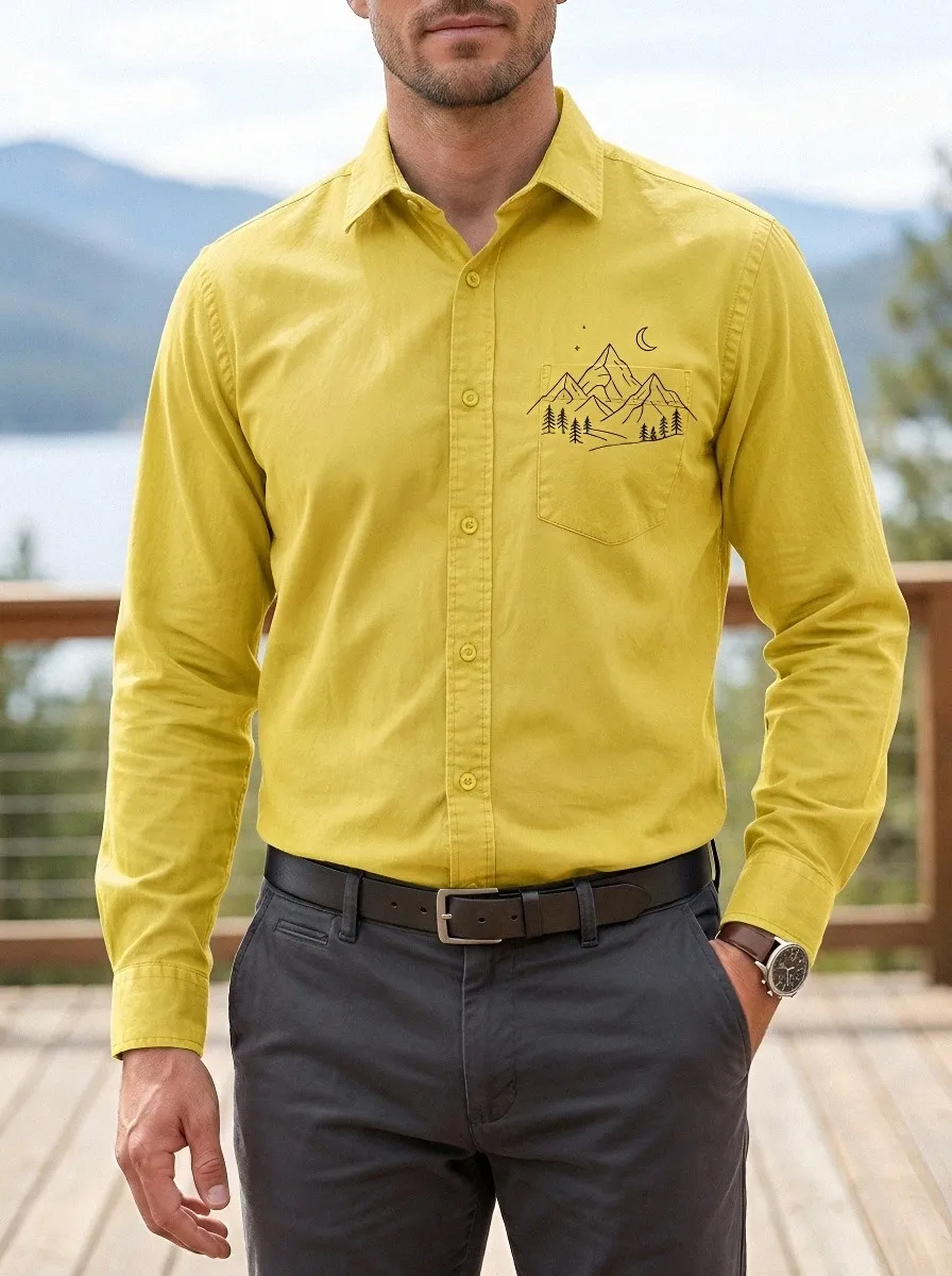 Men's Outdoor Nature Lover Mountain Forest Printed Shirt