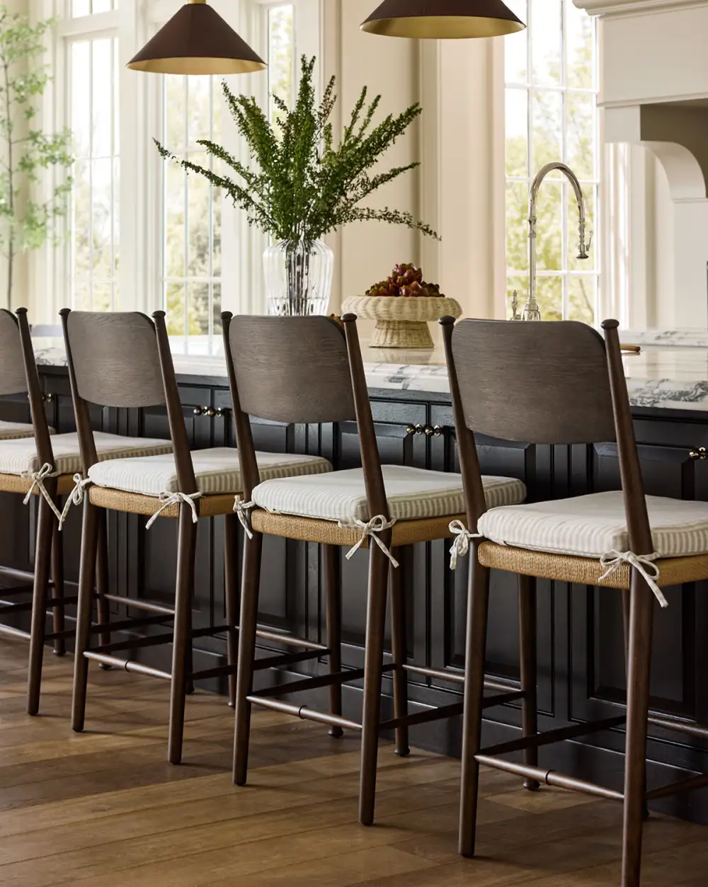 Woven Walnut Wood Counter Stool