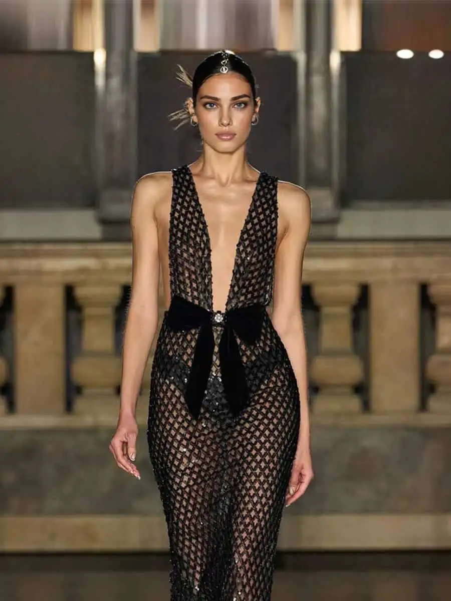 Nova Bow Detail Sequin Maxi Dress