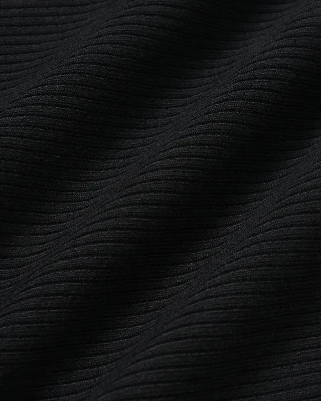 Black V Neck Ribbed Knit Tank Top