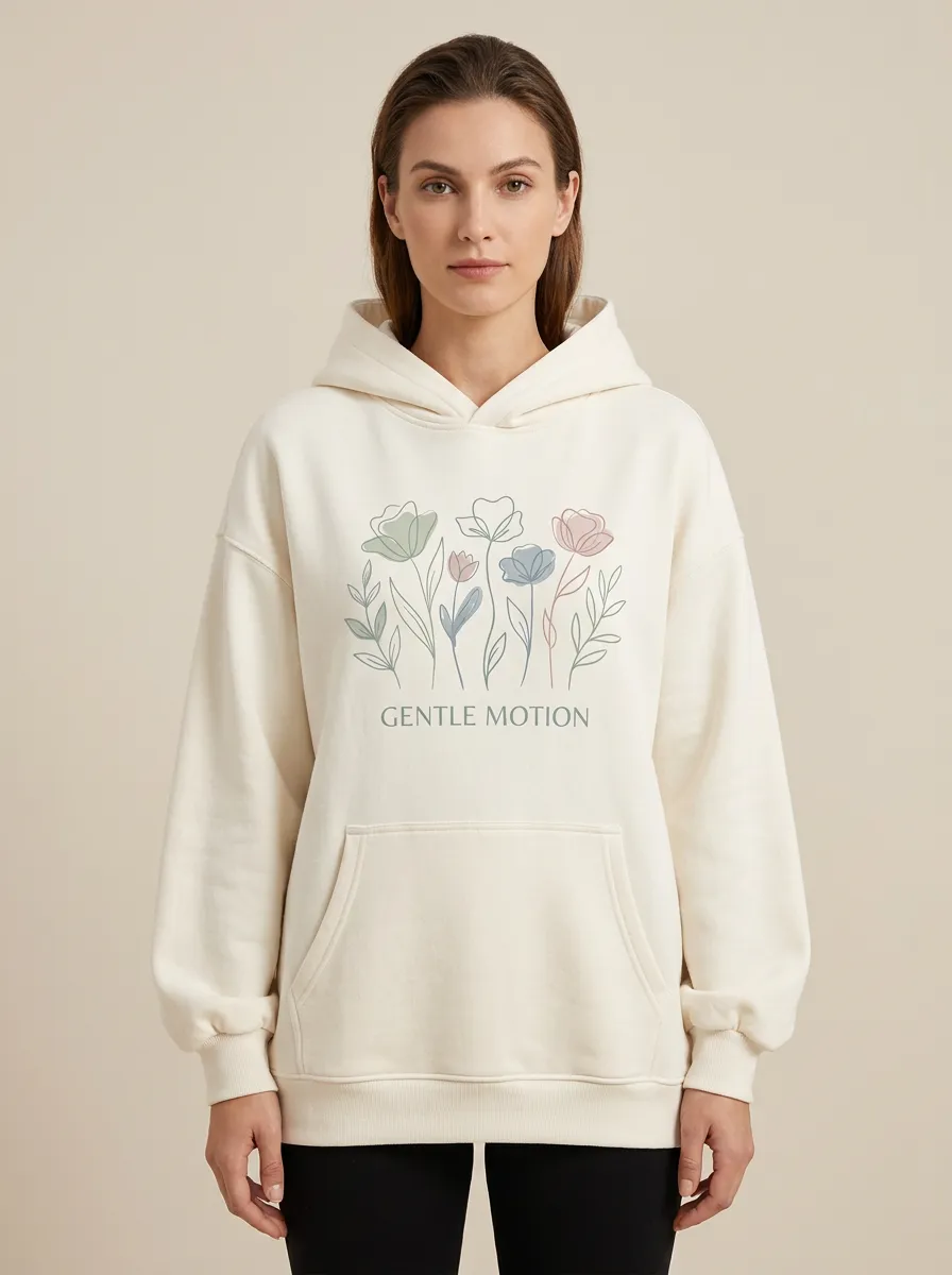 Classic Gentle Motion Floral Line Art Hoodie