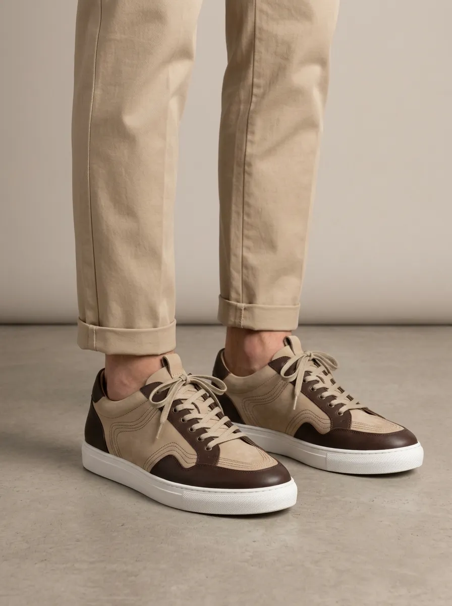 Men's Suede Leather Stitched Casual Sneakers