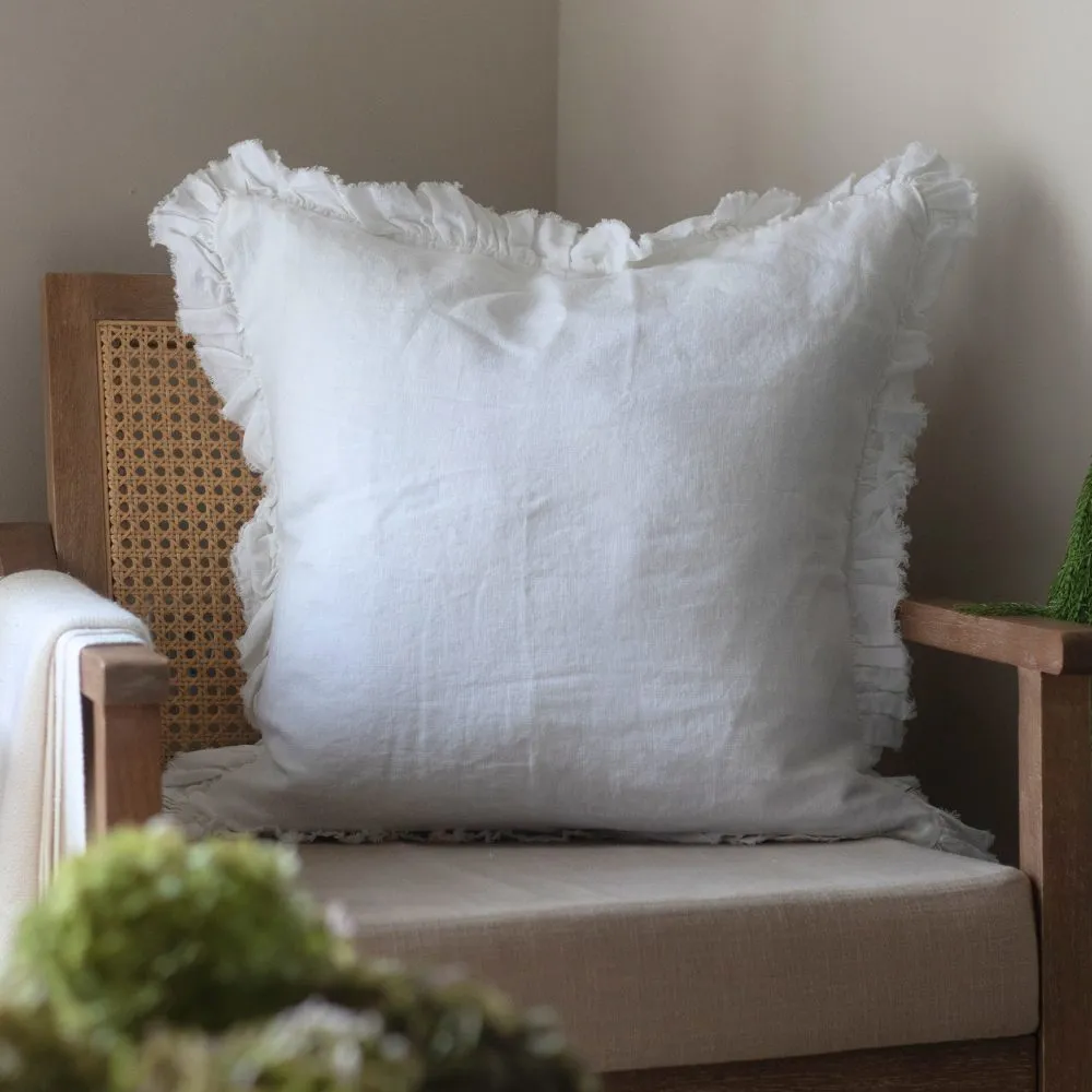 Ruffled Linen Accent Cushion