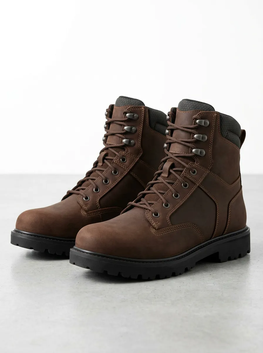 Unisex Everyday Outdoor Adventure Leather Print Work Boots