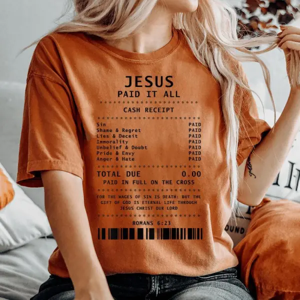 Jesus Paid It All Christian On Back Women's Oversized Comfort T-shirt