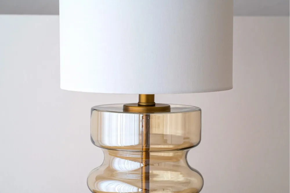 Amber Glass Tall Table Lamp