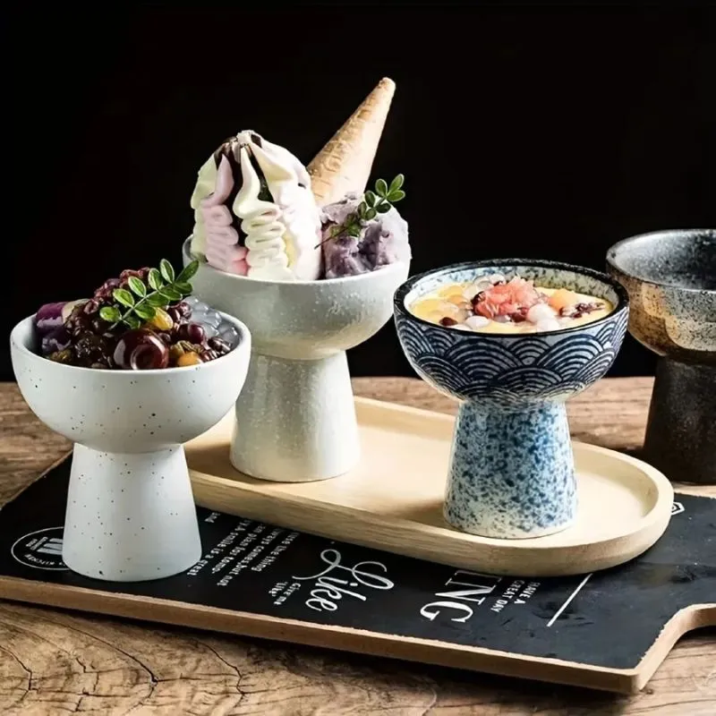 Ceramic Pedestal Dessert Bowls