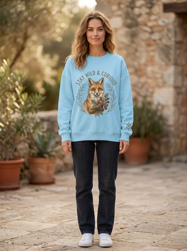 Nature Lover Stay Wild And Curious Fox Berry Sweatshirt