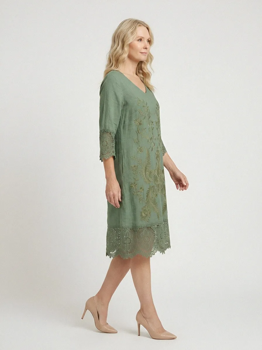 Women's Summer Vacation Floral Embroidery Lace Trimmed Dress