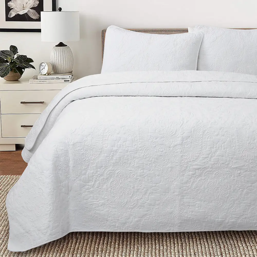 Cotton Medallion Damask Solid Quilt Bedding Set