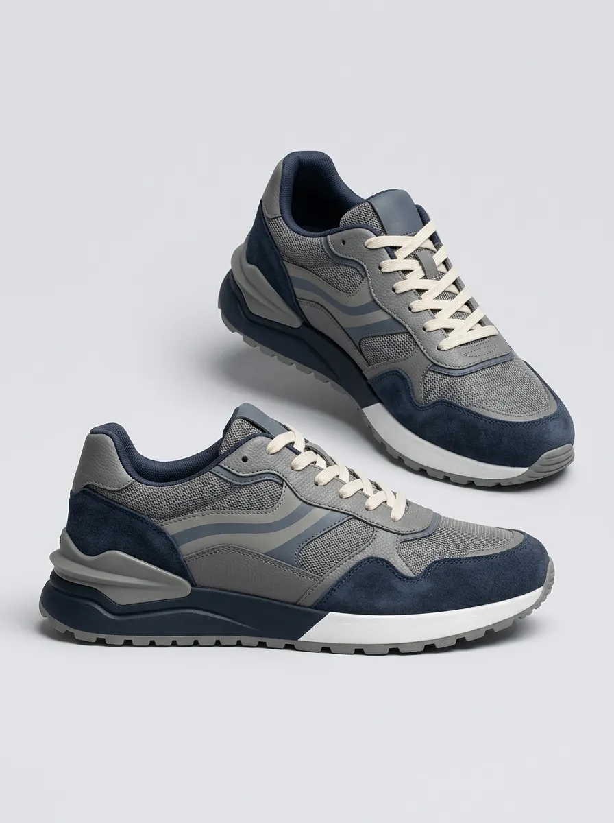Men's Casual Sporty Suede Mesh Print Sneakers