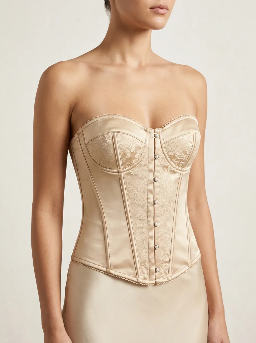 Jacquard Satin-Look Women's Corset Top
