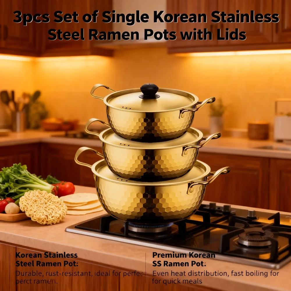 Versatile Stackable Gold Cookware Set, Home Kitchen Helper for Multi-Size Cooking Needs