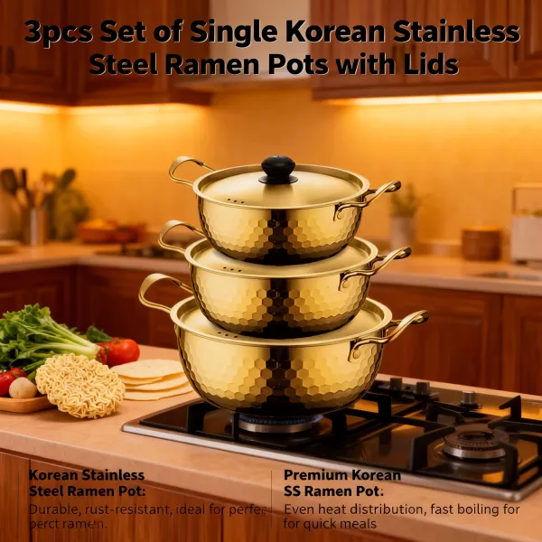 Versatile Stackable Gold Cookware Set, Home Kitchen Helper for Multi-Size Cooking Needs