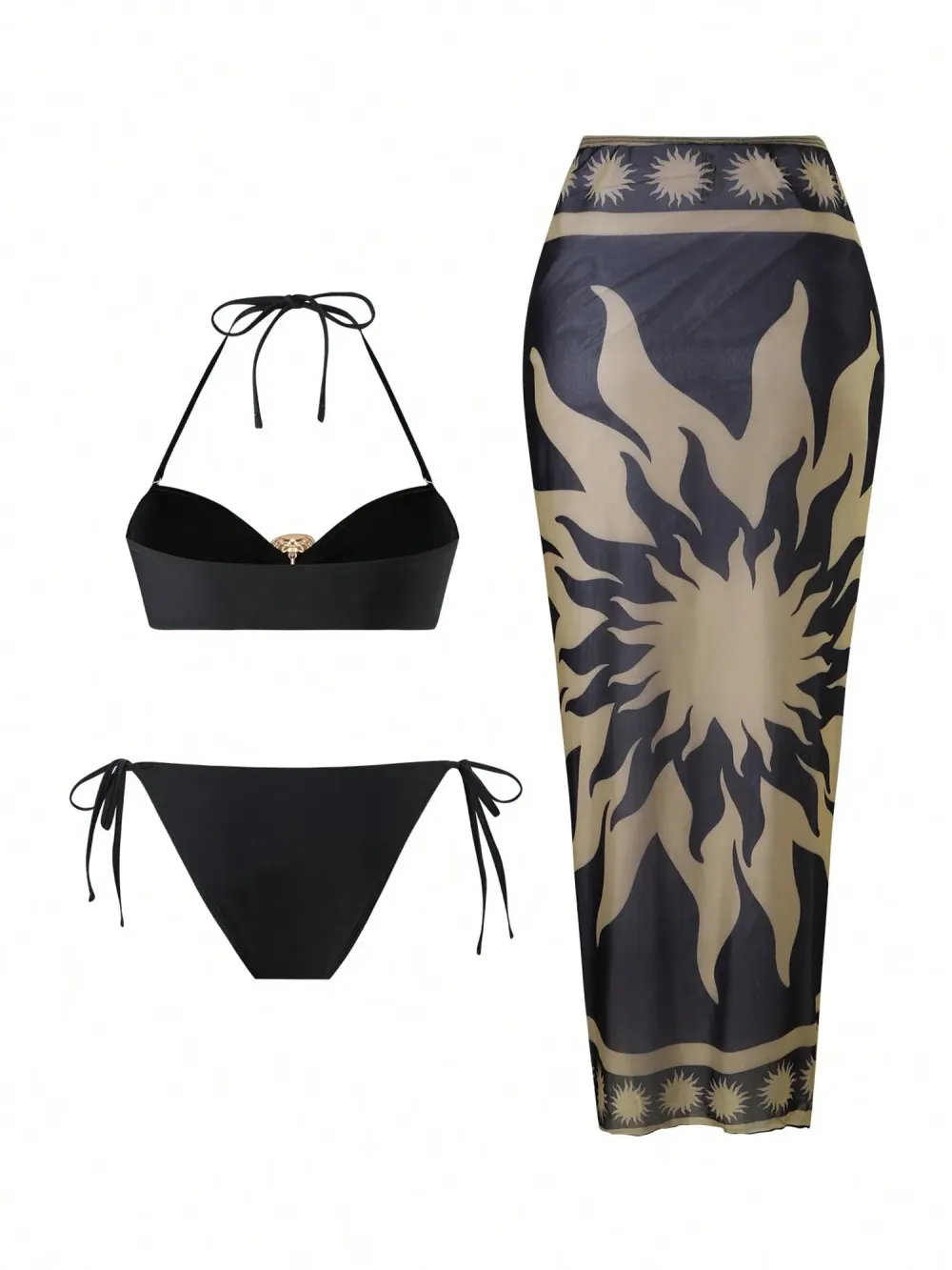 Chloe Printed Lace-Up Bikini Set