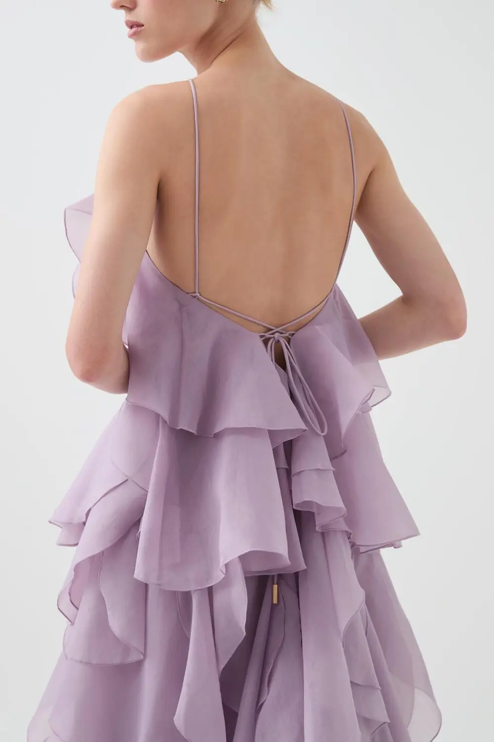 3D Flower Halter Neck Frill Maxi Dress