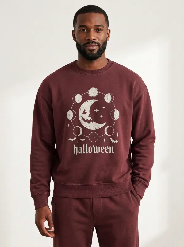 Men's Halloween Moon Phase Pumpkin Sweatshirt