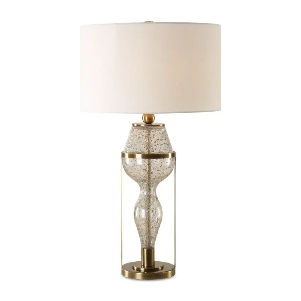 Hourglass Seeded Glass Table Lamp