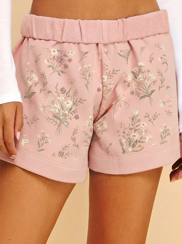 Women's Botanical Floral Garden Printed Sweat Shorts