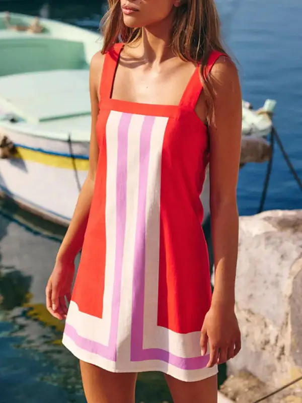 Square Neck Sleeveless Mini Dress