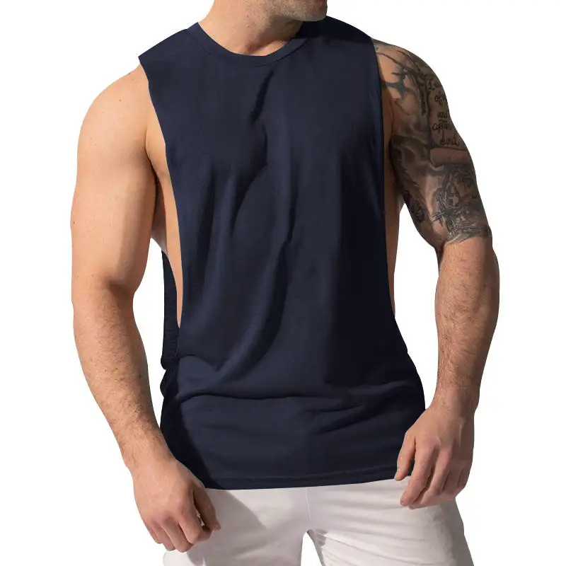 Men's Muscle Shirt With Extra Deep Arm Openings And Breathable Cotton Blend