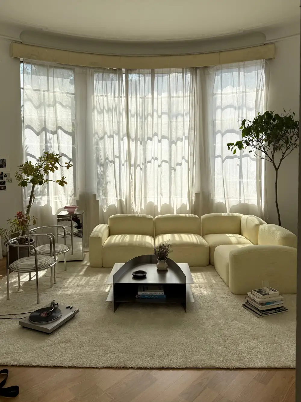 Curved Velvet Upholstered Sofa