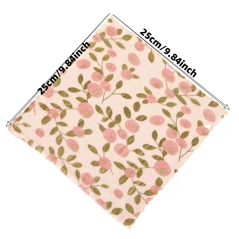 6 Pcs Floral Print Cleaning Cloth