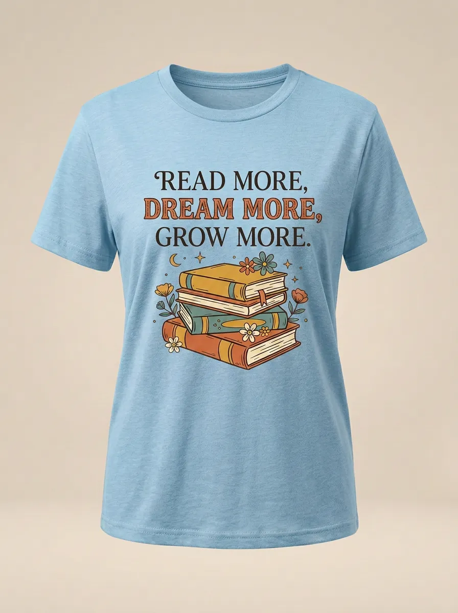 Book Lover Reading Quote Floral Stacked Books T-Shirt