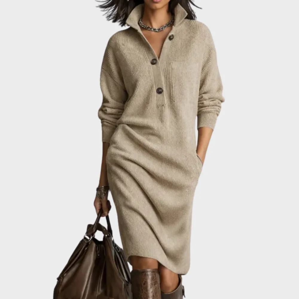 Knit Detail Relaxed Casual Dress