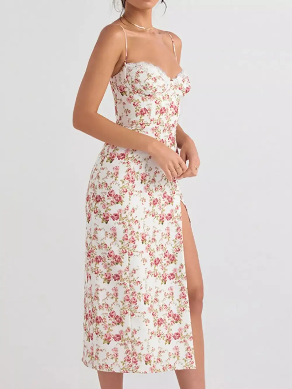 Lace Floral Midi Dress