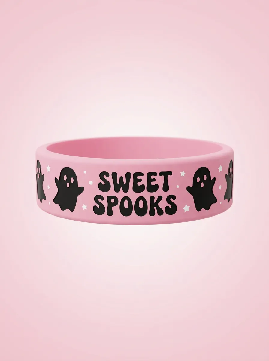 Festive Ghost Sweet-Spooks Halloween Graphic Wristband