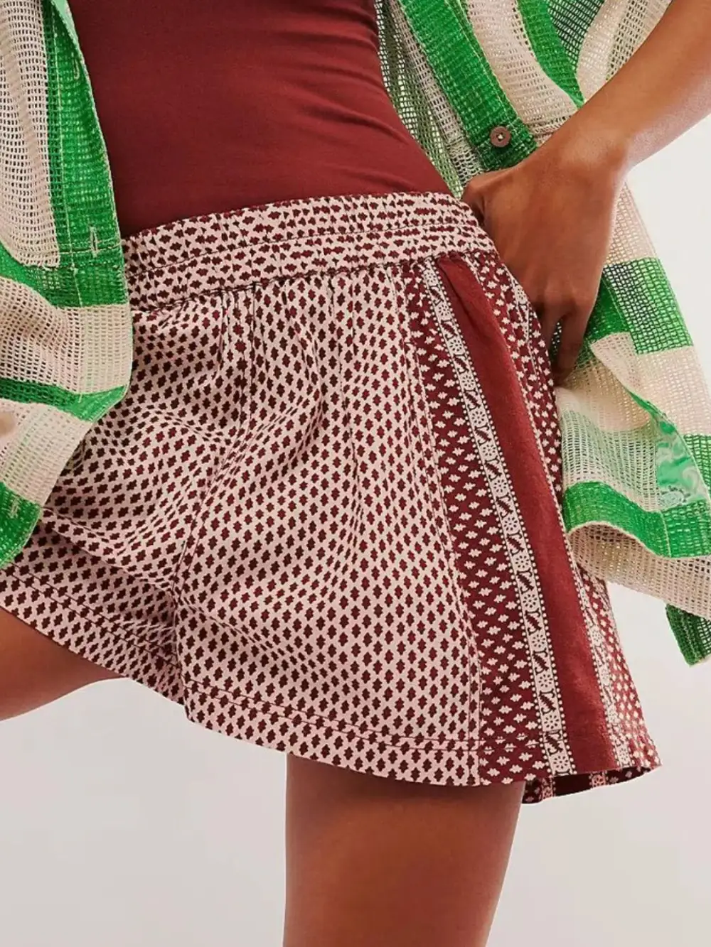 Cotton-Blend Elastic Waist Shorts