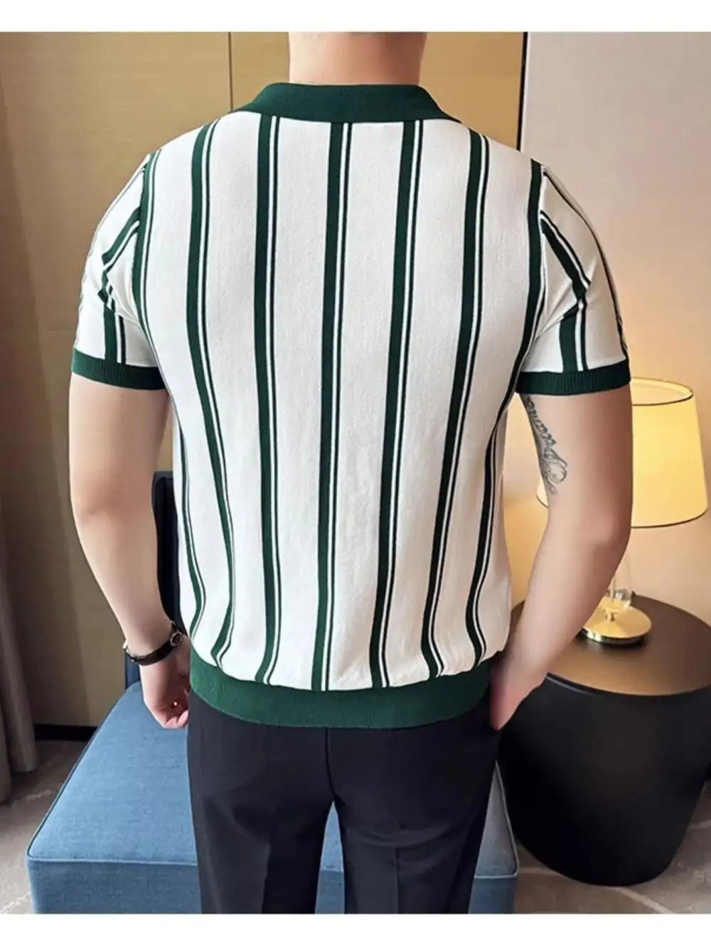 Simple Striped Collared Polo Shirt