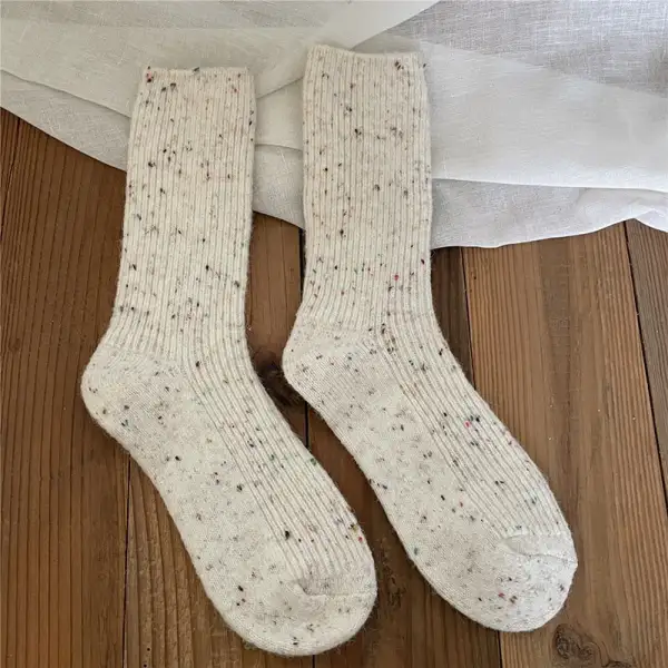 Wool Blend Ribbed Knee High Socks