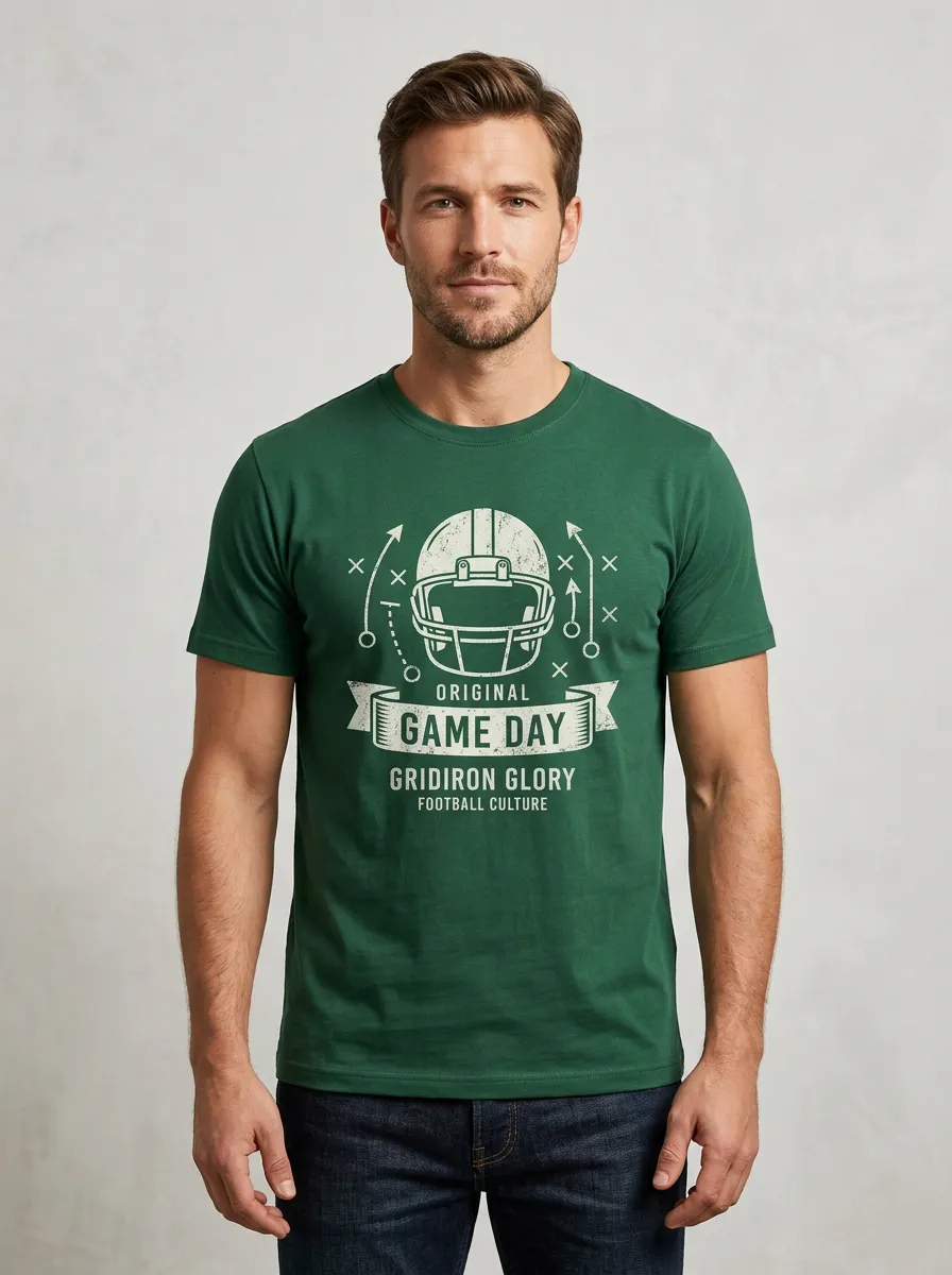 Men's American Football Game Day Helmet Graphic T-shirt