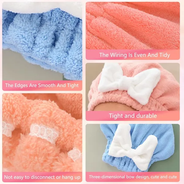 2 Pcs Bow Decor Hair Drying Towel