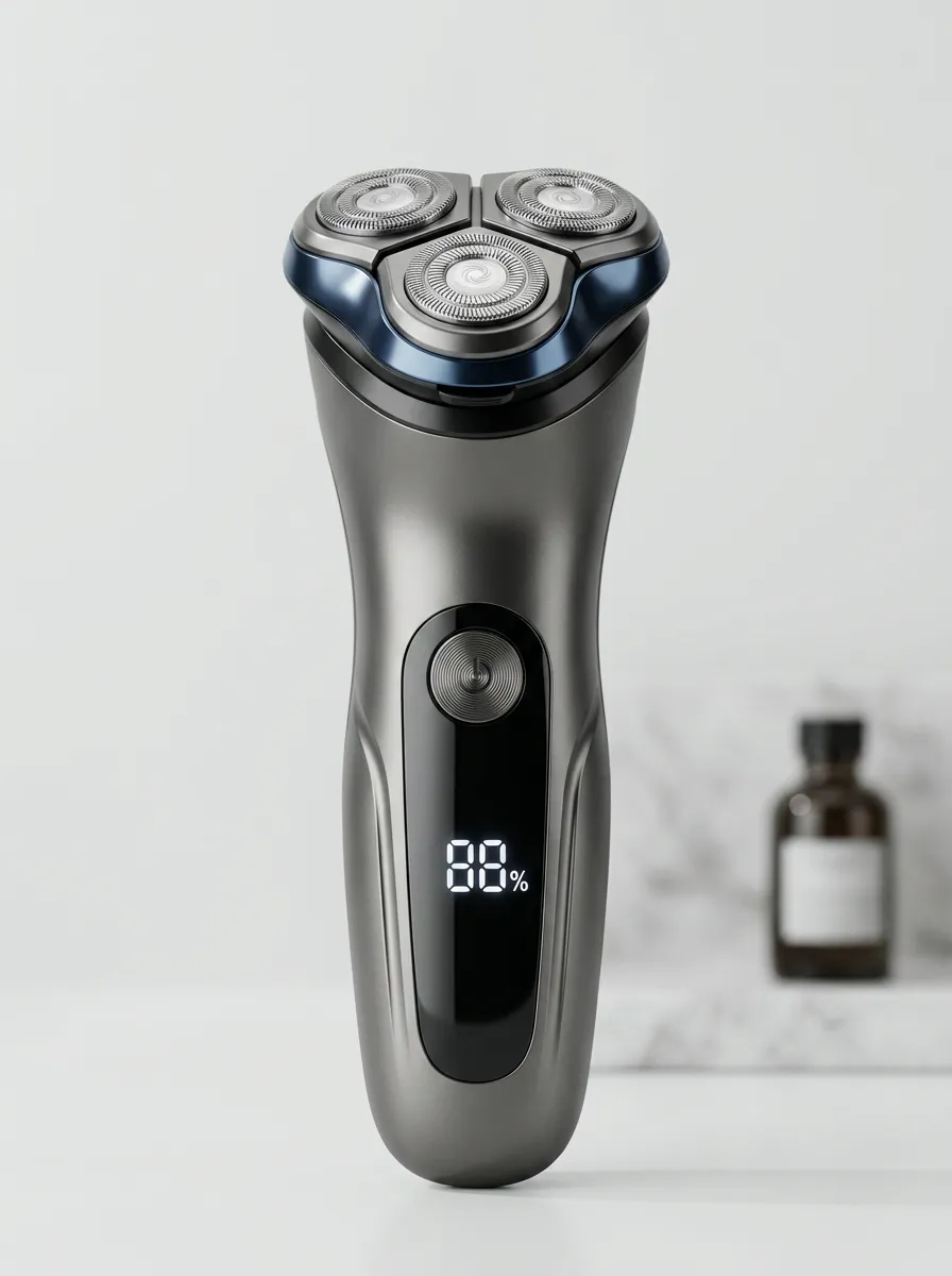 Rotary Triple-Head LED Display Electric Shaver for Daily Beard Care