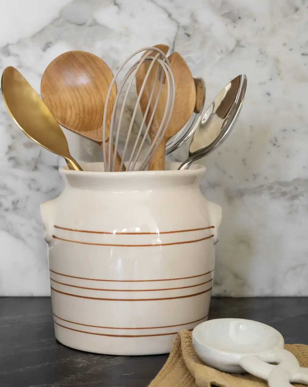 Striped Ceramic Kitchen Crock