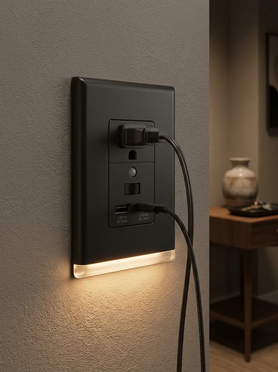Modern Home USB Charging Night Light LED Outlet Cover
