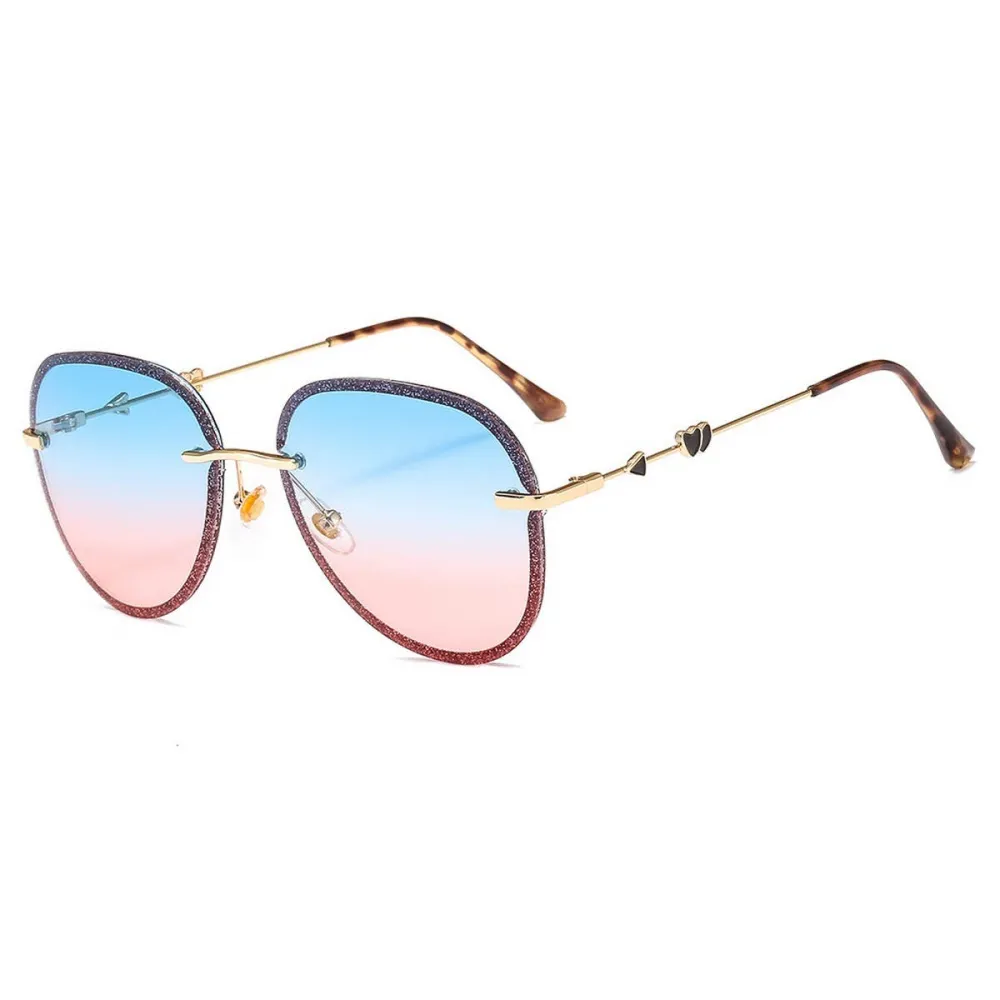 Heart Metal Rimless Sunglasses