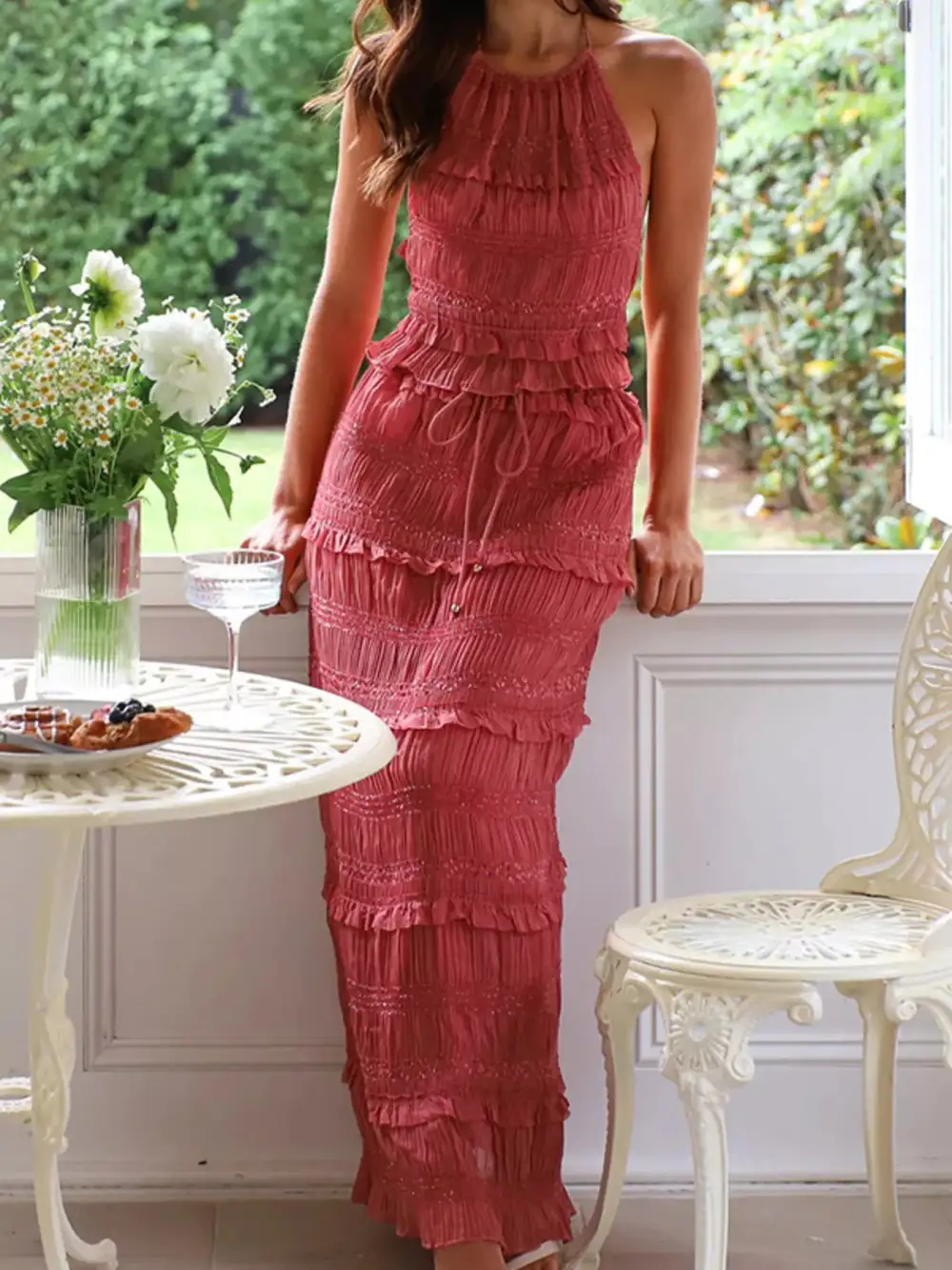 Elegant Sleeveless Top And Maxi Skirt Set