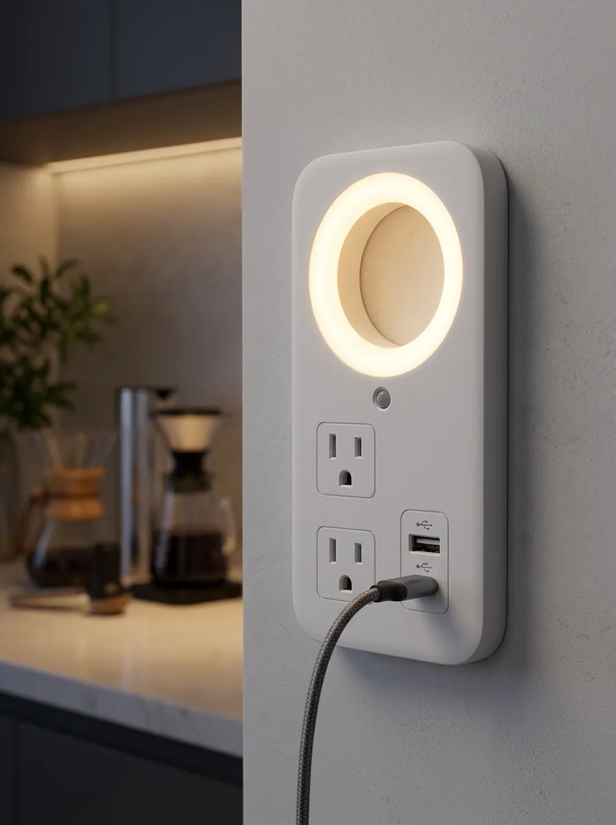 Night Light Motion Sensor USB Printed LED Outlet Cover