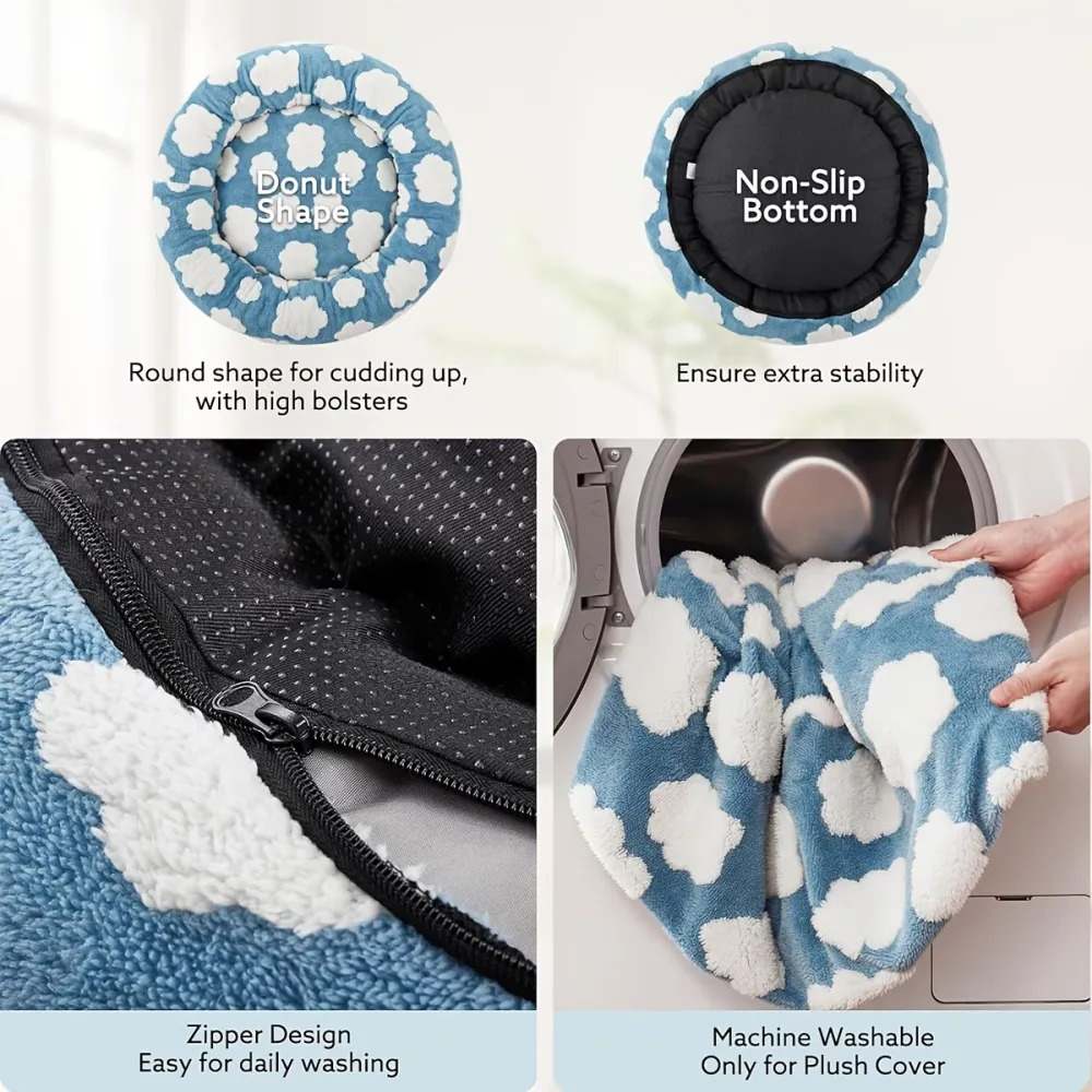 Cloud Print Round Pet Bed