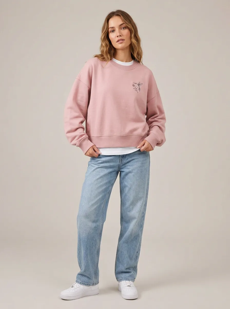 Women's Hummingbird Floral Minimalist Printed Sweatshirt